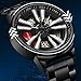 findtime Mens Watches Personalized Racing 3D Hollow Rotate Dial Designed Quartz Wristwatches for Husband Boyfriend Birthday Anniversary Stainless Steel Black