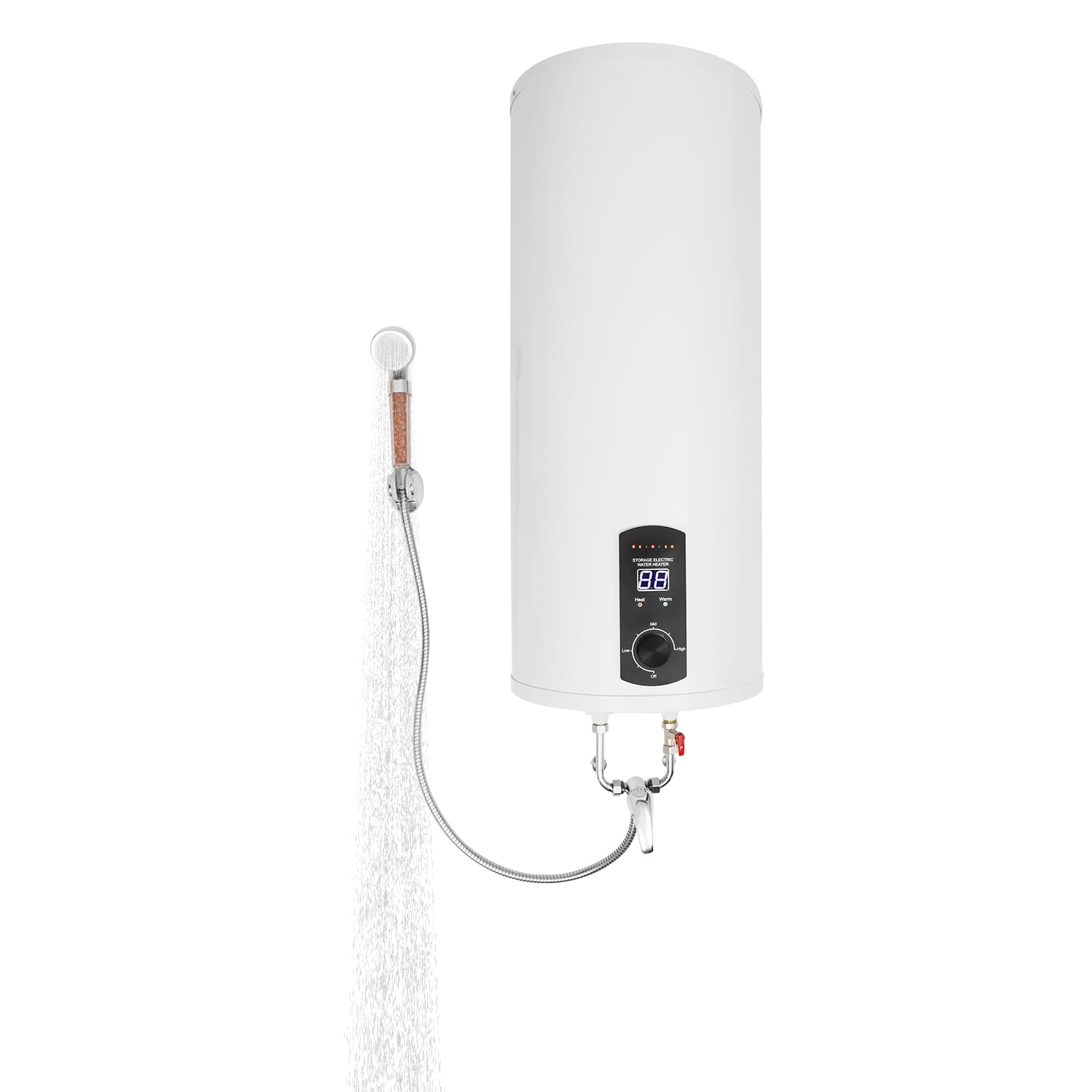 Podgrzewacz przepływowy bojler 60 l | elektryczny bojler ciepłej wody 60 l 25-75 °C | Ekran LED | 220 V 2000 W 0,7 MPa IPX4 | nadaje się do kuchni, łazienki i kampera | pionowa konstrukcja kolumnowa