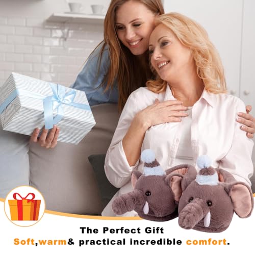 Animal Slippers for Women & Men - Fluffy Plush Indoor/Outdoor House Shoes, Bee Warm Winter Slippers with Memory Foam, Non-Slip Sole4