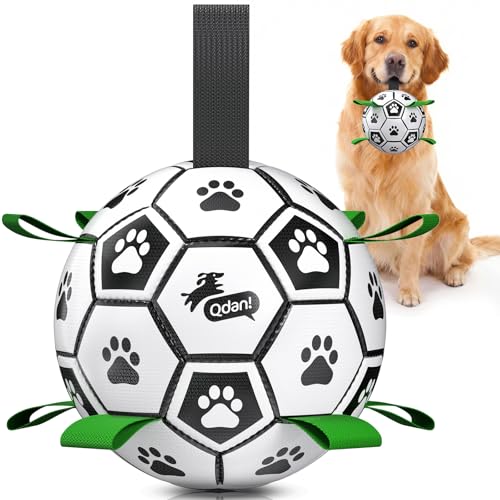 QDAN Large Dog Toys, 8 Inch Soccer Ball for Dogs with...