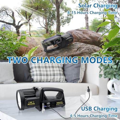 Image of Glaceon 1000000 Lumens Super Bright Rechargeable LED Torch Handheld Spotlight Flashlight with 9 Modes, IPX6 Waterproof - Outdoor Handheld Solar Flashlight for Emergencies & Power (GC-05)