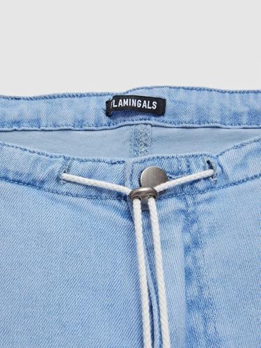 Womens Straight Leg Jeans Mid Waist Casual Baggy Drawstring Eyelet Waist Adjustable Denim Drawstring Jeans4