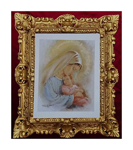 N2 Repro Tableau religieux Marie C. Icônes de Parisi Baroque Aspect antique 45 x 38 cm