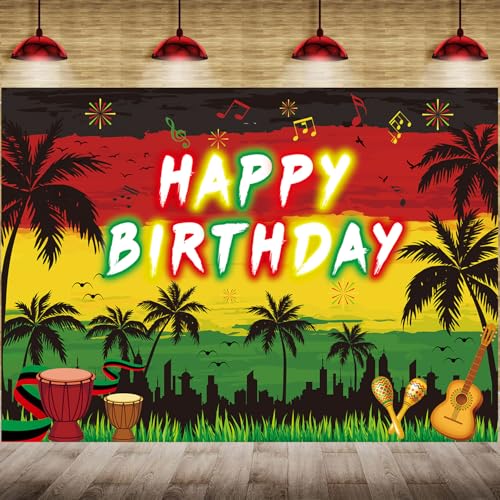 Décoration murale anniversaire thème reggae pour cacher un mur