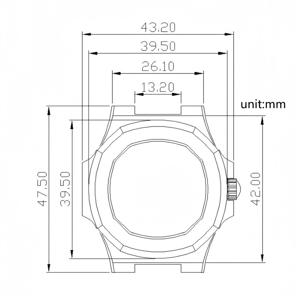 1 set di cassa in acciaio inossidabile con corona a vite, set di accessori for orologi in cristallo zaffiro resistente ai graffi