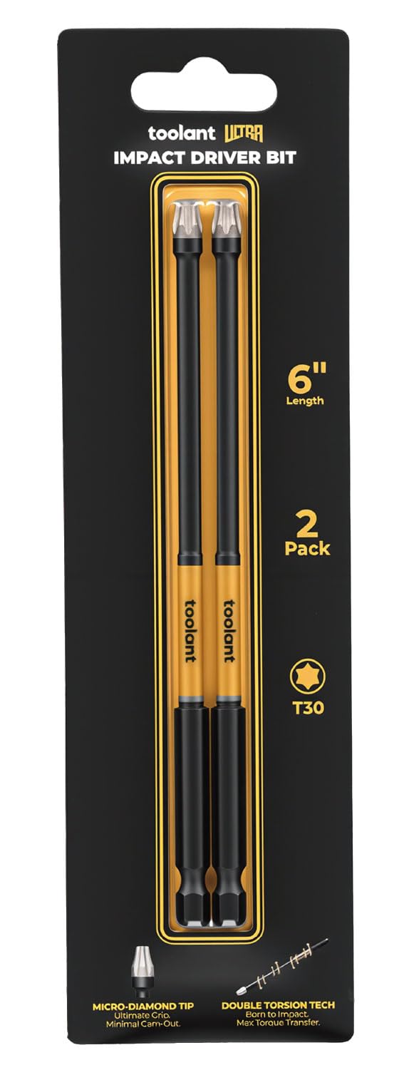 toolant T30 6" Impact Torx Bits, 1/4" Hex, S2 Steel, 2-Piece Set