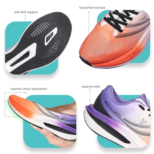 Image of YOHO Catapult CarbonBurst Sports Shoes with Laces for Men| Running,Jogging,Athletic & Gym| Cushioned Insoles,Breathable Upper & Phylon Sole for Shock Absorption Sneakers for Man