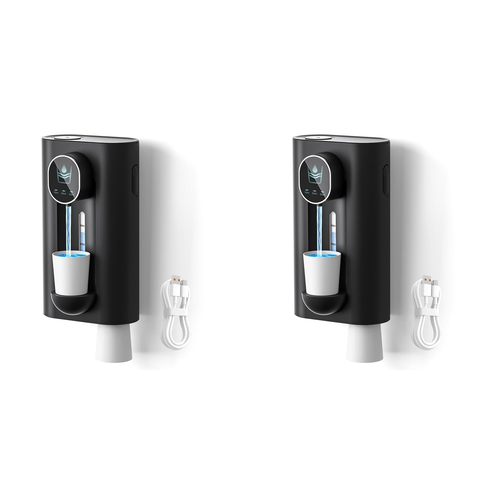 Vjsujehgy 2X Mouthwash Dispenser for Bathroom, 18.26 Oz (540Ml) Touchless Auto Mouth Wash Dispenser with Magnetic Cups Black