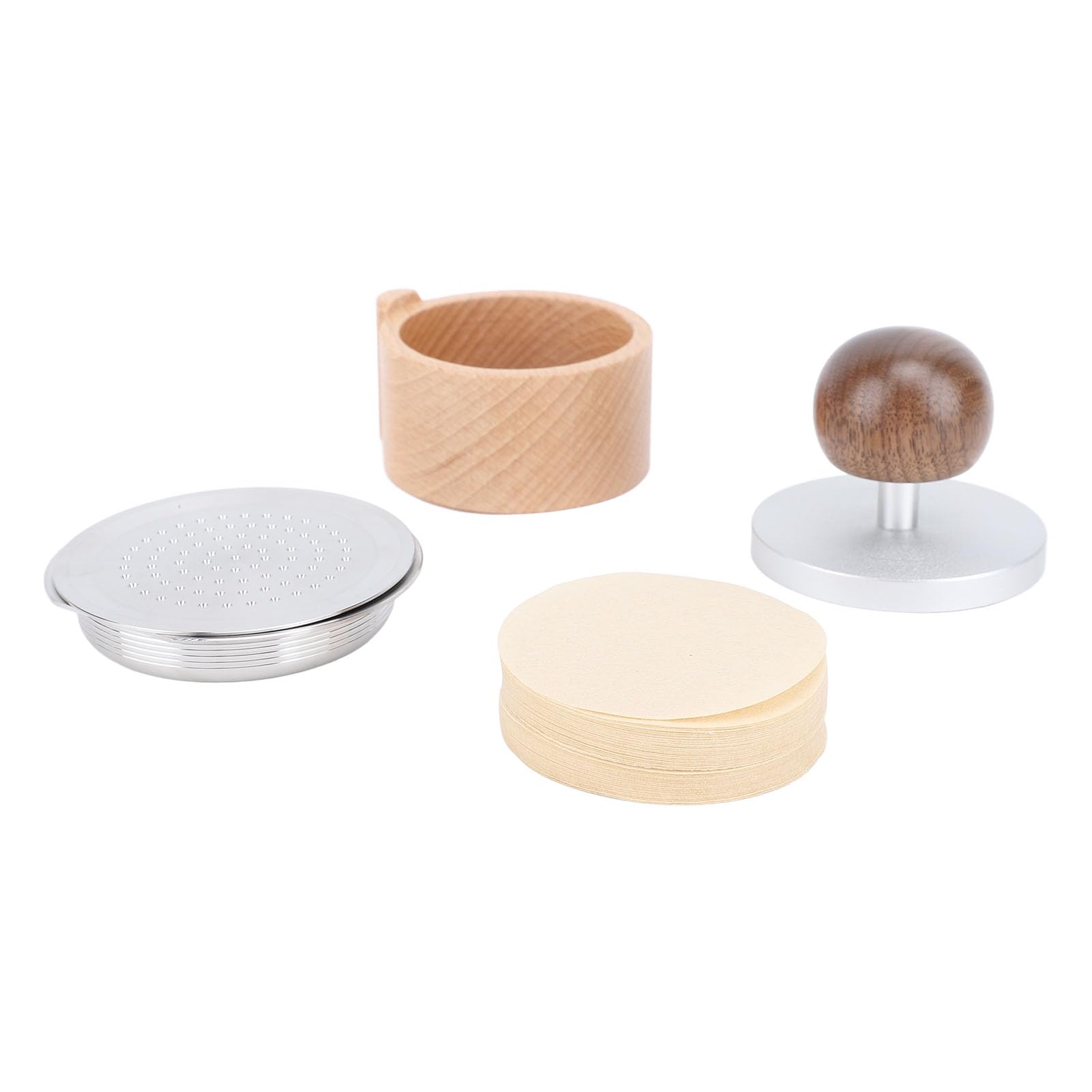Cápsula de café Reutilizable, Cápsula de café Recargable de Larga Duración Resistente a la Erosión de Acero Inoxidable, de Filtro de Recargable con Papel de Filtro de Cepillo y Cuchara para