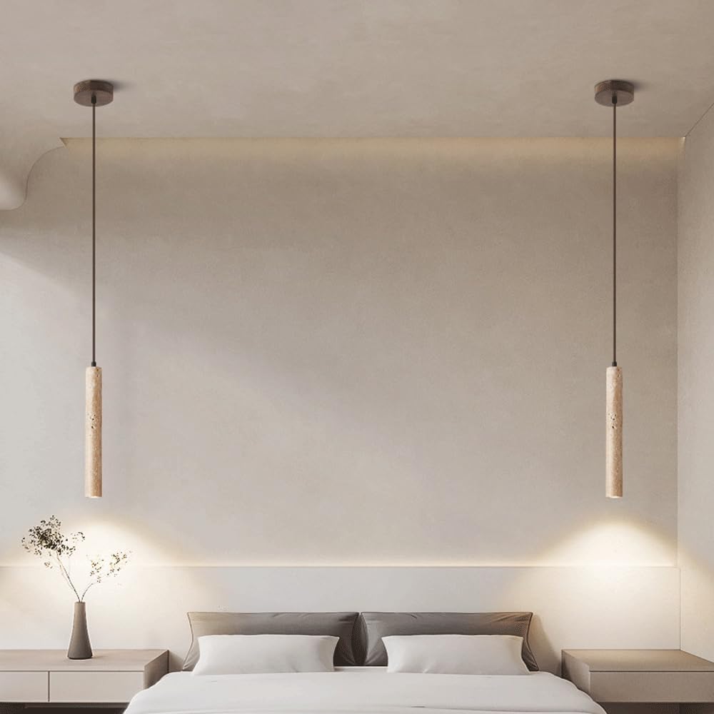 Lámpara Colgante de Tubo Largo cónico LED, lámpara Colgante para Cocina, Barra de iluminación, lámpara de Techo Lineal de mármol rústico, candelabro Moderno de Mediados de Siglo pa