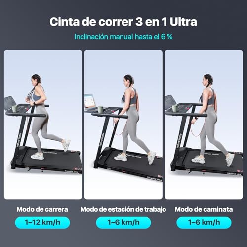 Miniatura 2 de Mobvoi Cinta De Correr Ultra Para El Hogar 3 En 1 Con Plataforma Para Caminar Con Inclinación Del 6 Para La Oficina En Casa, 2,5 Hp Soporte Para Cinta De Correr Para Caminar 12 Km H, 120 Kg