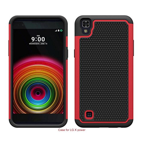 For LG X Power Case,HP95(TM) Slim Soft Rubber Impact Hybrid Case Back Cover For LG X Power (Red)