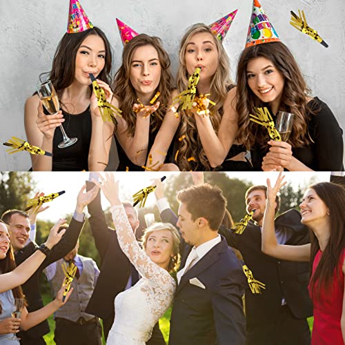 24 STKS Party Noise Makers Gold Noise Makers Party Favors, Graduation Party Noisemakers Glitter Franinged Party Blowers… - Image 4