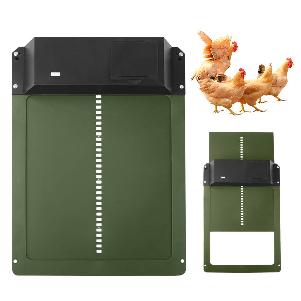 Porta di pollaio Automatico, Automatico per Pollai con Sensore di Luce Impermeabile Porta del Pollaio a Induzione per la Coltivazione di Polli Funzionamento a Batteria, Verde