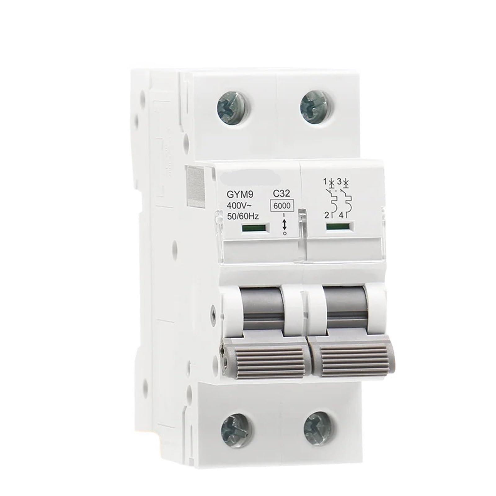 Lhnbgtuiw 32A 1Pcs Gym9 2P Mcb 6A-63A 400V C Curve Rail Mini Circuit Breaker 230V Ac Type