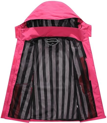 DECKTIN Women's Waterproof Raincoat Lightweight Rain Jacket Detachable Hood Travel Outdoor