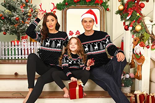Cowasto Mens Crewneck Christmas Sweater Family Matching Sets Knitted Sweater Pullover2