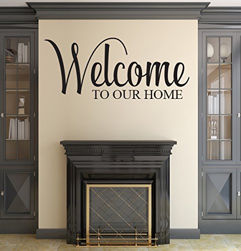 Pinkie Penguin Welcome to Our Home Wall Decal Quote Home Decor Vinyl Wall Art (42W x 18H)