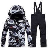 Professioneller Schneeanzüge Design: abnehmbarer Hut/Riemen,Manschette Klettverschluss,Arm Clip Tasche,Handschuhmanschetten,Wasserdichter und,schneesicherer Rock,Verstellbare Taille,Verstellbare Länge