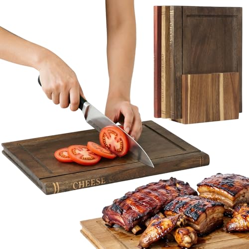 Set de tablas de cortar de madera estilo libro miniatura 1