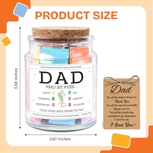 Image of NewEleven Fathers Day Gift For Dad From Daughter, Son - Bible Verse Jar For Father, Inspirational Scripture Jar With 92 Bible Verses, Decorative Christian Gift For New Dad