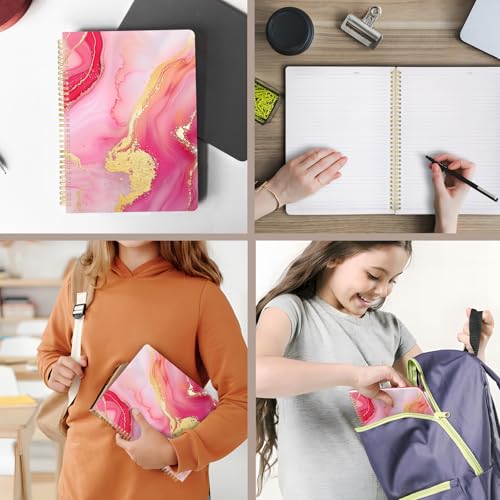 Image of Cute Spiral Notebook 8.5 x 11 lined Journal A4 with Pocket, Marble | 70 page, Note Book with Pocket, Large, Big, Hard Cover, Aesthetic, Pretty Design, for Women, Girls, Kawaii