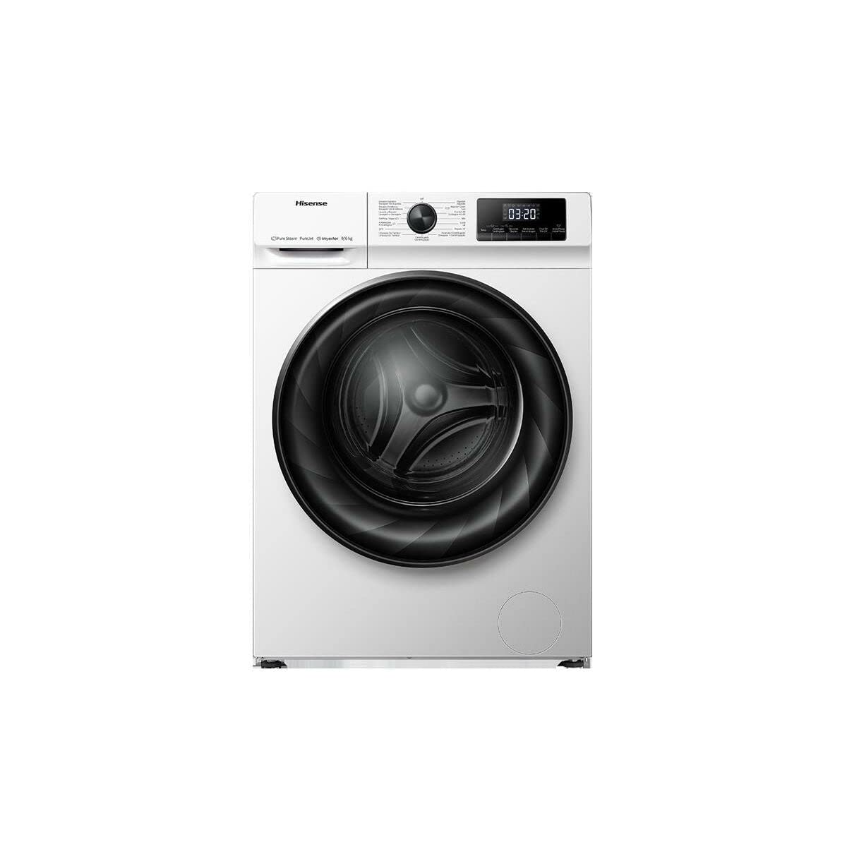 Hisense WDQY901428VJM - Lavadora Secadora 2 en 1 con Vapor, Carga Frontal 9 Kg Lavado, 6 Kg de Secado, 1400 rpm, Motor Eficiente Inverter, Sistema Antibalanceo, Puerta XL, Gran Display LED