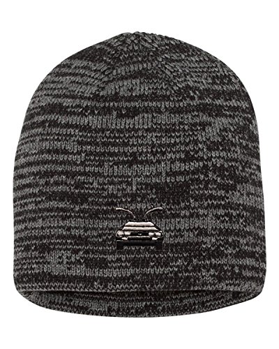 Go All Out One Size Black/Dark Grey Marled Delorean Embroidered Knit Beanie Cap