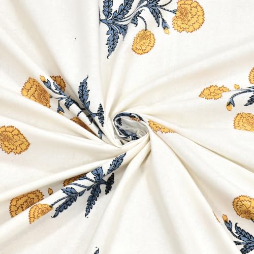 Image of BLOCKS OF INDIA 200TC Diwan Set Cotton 8 Piece | Deewan Printed Bedsheet Sets for Living Room Hall (Set of 8 Piece, 1-Bed Sheet | 2-Bolster Cover | 5-Cushion Cover (Color 46)