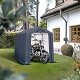 PHI VILLA 6'x10'x7' Outdoor Portable Storage Shelter Shed Garage with 2 Roll up Zipper Doors & Vents Carport for Motorcycle Bike Waterproof and UV Resistant Anti-Snow Portable Garage Kit Tent, Gray
