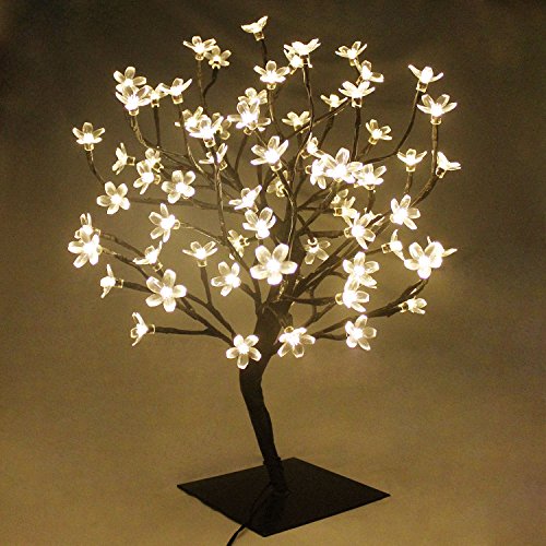 45CM LED Baum Bäumchen Mit 72er Blüten Blütenbaum Kirschbaum Lichterbaum Baum für Weihnachten Hochzeit Partei Innen Dekoration (Warmweiß)