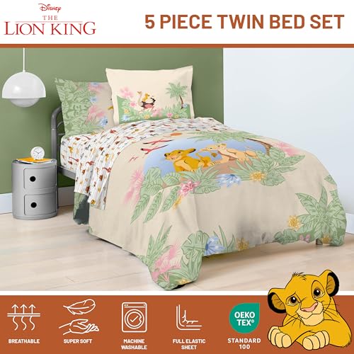 Image of Disney Lion King Simba Twin Comforter Set 5 Piece Kids Bedding, Multi