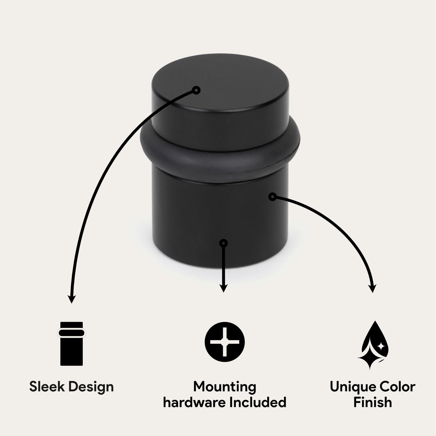 Mega Handles Floor Door Stopper, Black Stopper Quickly Installed Wall Protector, Wall Protectors from Door Knobs, Floor Door Stop with Mounting Hardware Included - Matte Black - 1.5 Inch