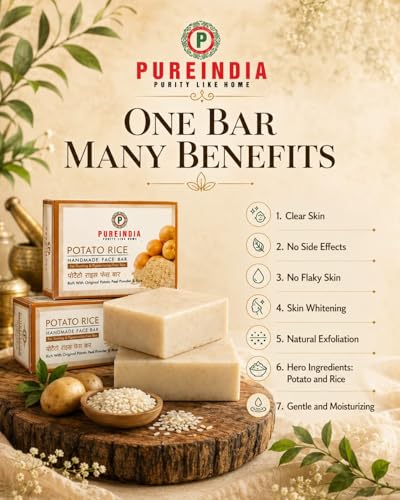 Image of Potato Rice Soap for Natural Skin Whitening and Pigmentation, Minimizes Open Pores, Removes Impurities | The Natural Way of Skin Whitening 100-gm Pack of -1