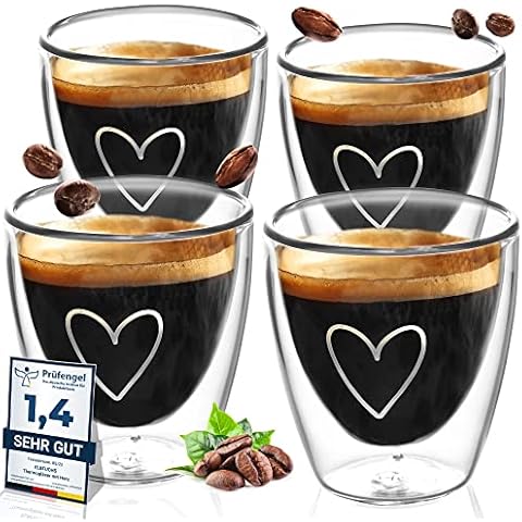 ElbFuchs® Espressotassen Set doppelwandige Espresso Gläser Set Cover