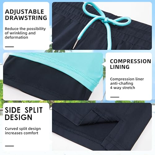 FT FENTENG Mens Swim Trunks with Compression Liner 7" Board Shorts with Zipper Pockets 2 in 1 Quick Dry Bathing Suits4