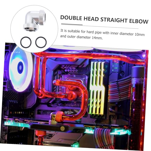 Adaptador refrigeración líquida PC componentes tubería rígida conector doble cabeza plateado 3