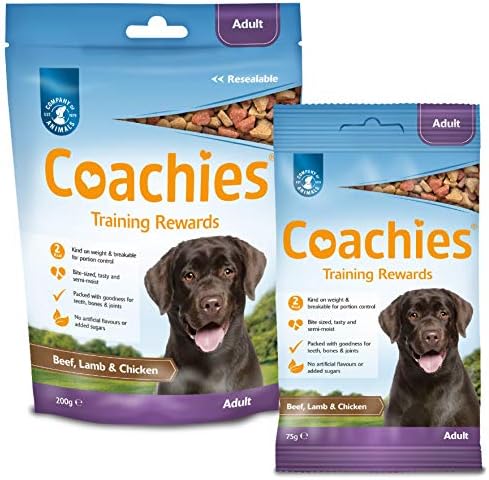 COACHIES Adult Training Treats 200g, Beef, Lamb & Chicken Flavour, Semi-Moist Low Calorie Dog Training Treat, Contains Vitamins, Minerals & Calcium, Suitable Puppy Treats from 8 weeks