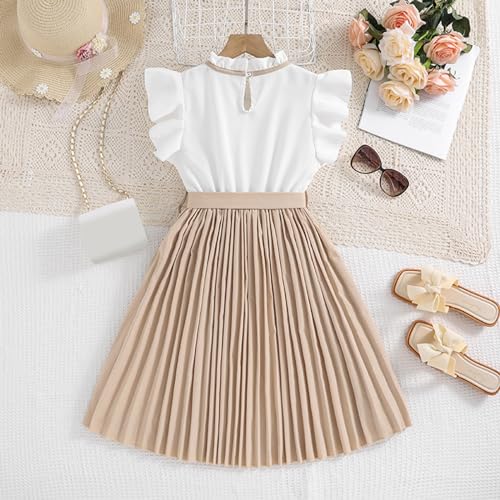 Vestido de niña sin mangas con patchwork de colores y cinturón 5
