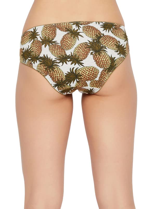 Image of Clovia Women's Cotton Low Waist Pineapple Print Bikini Panty in Grey