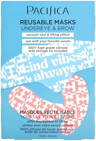 Pacifica Reusable Mask Set – Silicone Undereye & Brow Mask Set for Forehead & Under Eye, Anti-Wrinkle, Firming, Pair with Serum, Vegan & Cruelty-Free, 3 Pieces