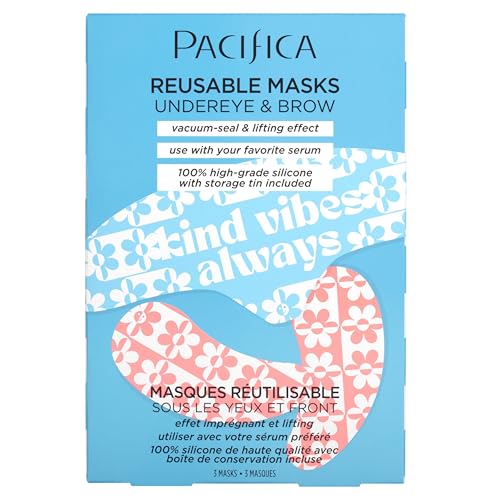 Pacifica Reusable Mask Set – Silicone Undereye & Brow Mask Set for Forehead & Under Eye, Anti-Wrinkle, Firming, Pair with Serum, Vegan & Cruelty-Free, 3 Pieces