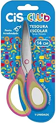 Tesoura Escolar CIS Club, Rosa, Blister com 1 unidade