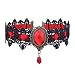Produktbild Amoyl Damen Halskette mit Schmuck Kristall Anhänger Mode Spitze Dekoration Choker klobige Kette Lätzchen Halskette (Rot)