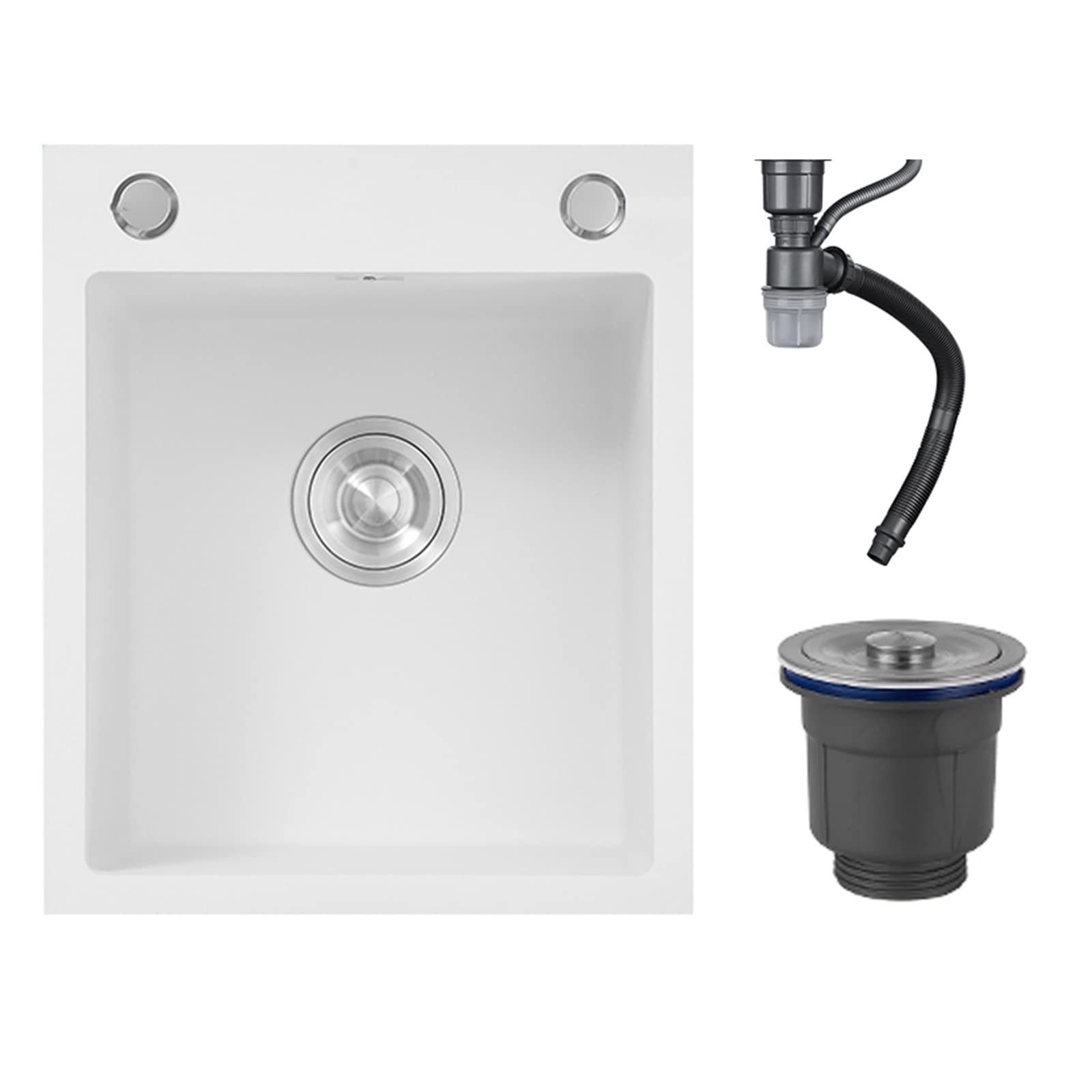 Bar Sink White Nano 304 stal nierdzewna ręcznie robiona kuchnia pojedynczy piec balkon mini miska z sitkiem (kolor: biały, rozmiar 40 x 40 cm)