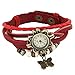 Produktbild FUHOAHDD Armbänder Damen Armband 6 Farbe Retro Schmetterling Armband Uhr 170 * 25mm, Red