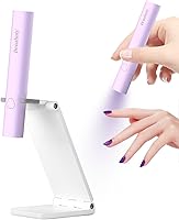 Vista 9 de Luz UV para uñas de gel, mini lámpara LED U V de mano con soporte, secador de uñas portátil recargable USB inalámbrico, luz de uñas con 2