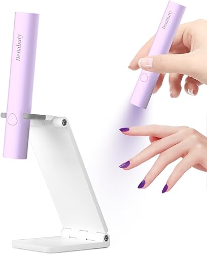 Luz UV para uñas de gel, mini lámpara LED U V de mano con soporte, secador de uñas portátil recargable USB inalámbrico, luz de uñas con 2