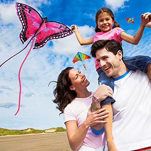 Toy Life Butterfly Kite For Kids Easy To Fly Large Kids Kite - Kites For Kids And Adults Easy To Fly Big Beach Kites For Kids Age 4-8-12 Idea Gift For Children Outdoor Game Activities Beach Trip (Red) #TOP4
