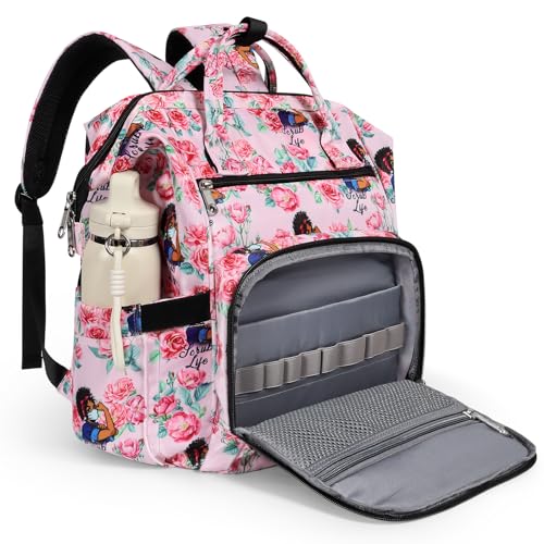 Image of Gatycallaty Nurse Backpack for Work, Water-Resistant Medicine Bookbag with 15.6 inch Laptop Compartment, Nursing Travel Bag with Zip-Top Closure (Pink)
